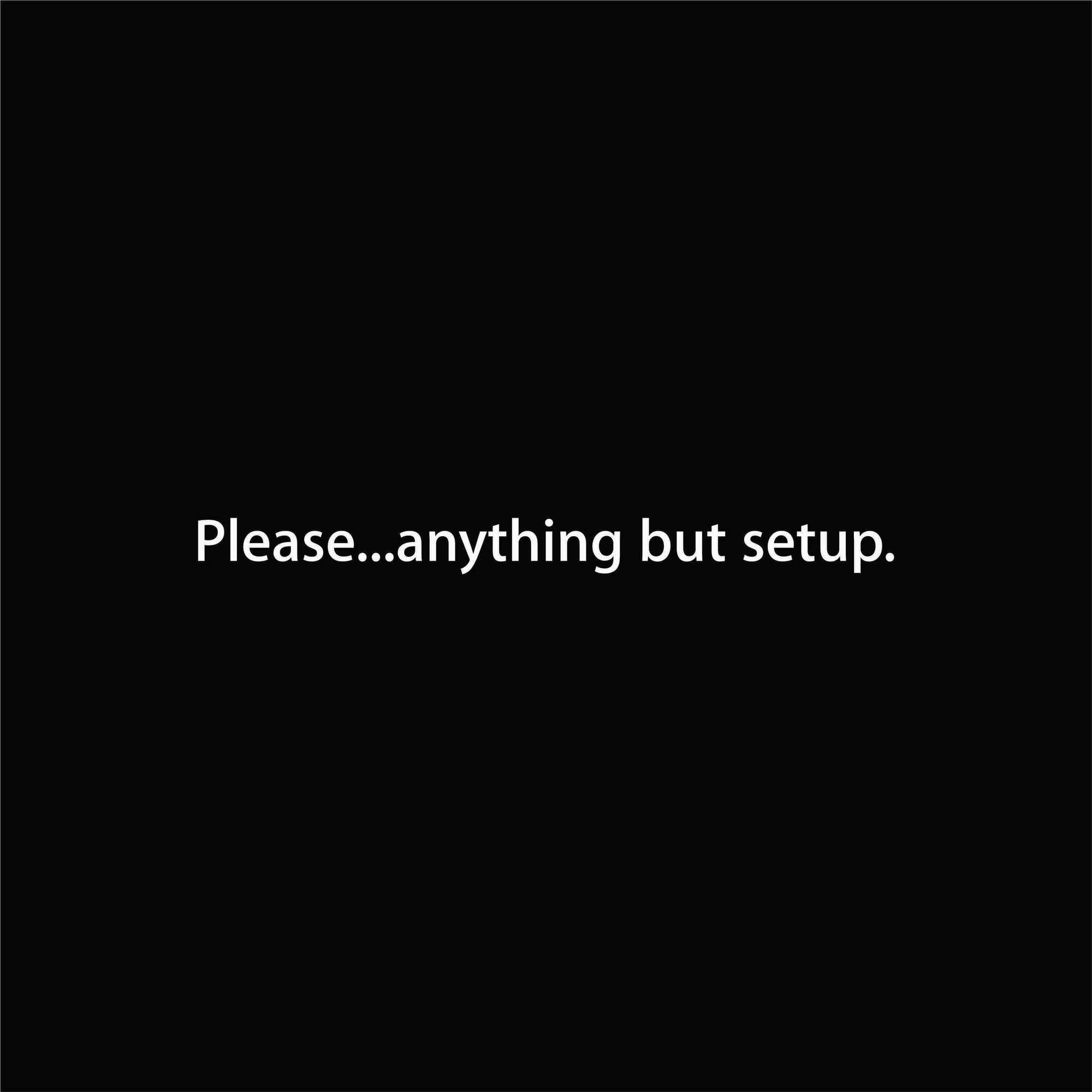 Please...anything but setup.