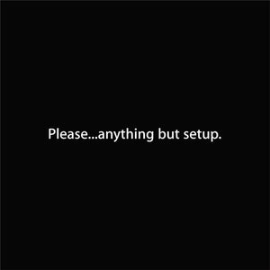 Please...anything but setup.