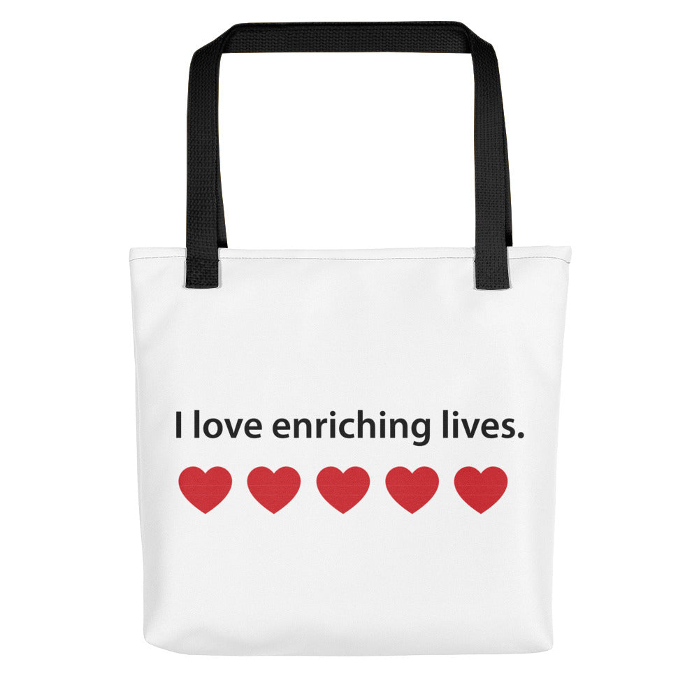 Tote bag: I love enriching lives. Red Heart