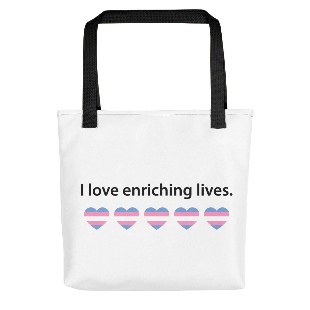 Tote bag: I love enriching lives. Trans Heart