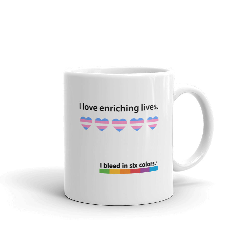 Mug: I love enriching lives. Trans Heart